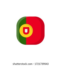 Portugal Flag Icon , National Flag Square Symbol .