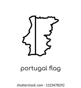 Portugal flag icon. Trendy modern flat linear vector Portugal flag icon on white background from thin line Country Flags collection, editable outline stroke vector illustration