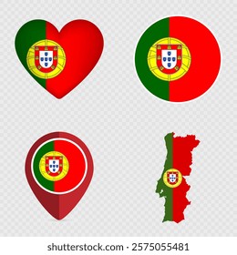 Portugal Flag Icons Pack. Vector illustration.