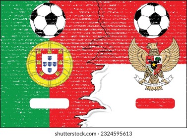 Portugal flag and  Indonesia flag
