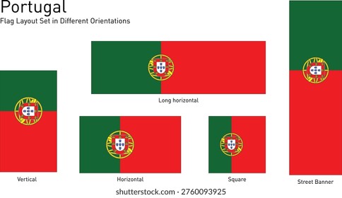 Conjunto de Bandeiras de Portugal em Diferentes Orientações