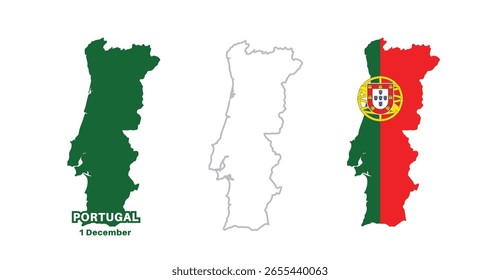  portugal flag and map set. portugal flag in official colors and proportions., mapa