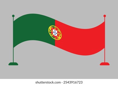 Portugal flag, The flag of Portugal, Flag of Portugal national country symbol illustration Vector, Rectangle Portugal flag illustration, Flat vector illustration
