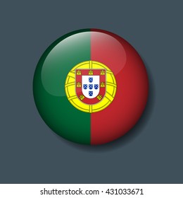 Portugal Flag on Button, Logo Euro 2016 Soccer, Football team concept 