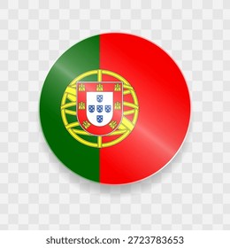 Portugal Flagge auf Knopf glänzendes Glas