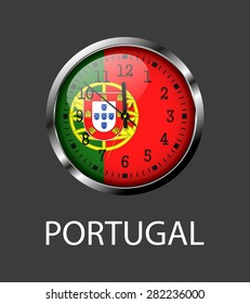 Portugal flag on clock face - vector icon
