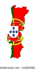 Portugal  flag on map isolated  on png or transparent  background,Symbol of Portugal,template for banner,advertising, commercial, and business matching country,vector illustration