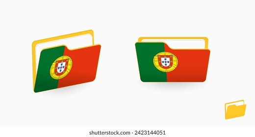 Indicador de Portugal en dos tipos de icono de carpeta. Ilustración vectorial.