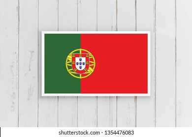 Portugal flag on wooden background vector illustration. 