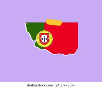 Textura de papel de la bandera de Portugal, elemento de una sola pieza, diseño de Vector, bandera de Portugal pegada en la pared, decoración o idea de celebración