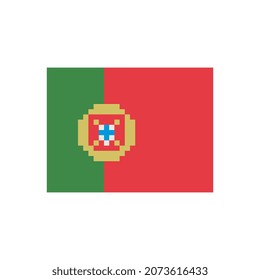 Portugal flag. Pixel art. Stickers design. Isolated vector illustration. 