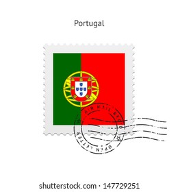 Portugal Flag Postage Stamp on white background. Vector illustration.