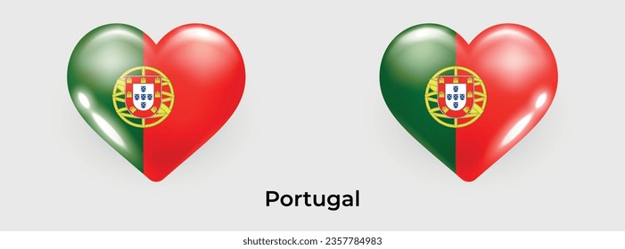 Portugal flag realistic glas heart icon vector illustration