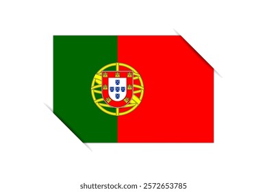 Portugal flag - rectangle colorful flag representing a country cultural identity and heritage. The essence of national pride and unity. Attached by the corners in a paper album