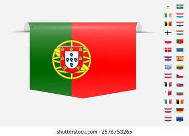 Portugal Flag Representing National Identity with Additional European Country Flags