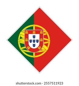 portugal flag - rhombus shape icon on white background	