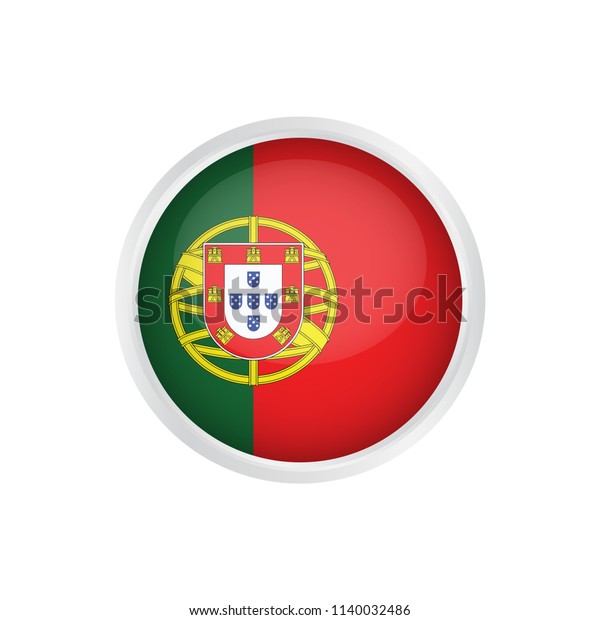 Round Portugal Flag Icon Round Icon Of Flag Of Portugal Stock Photo