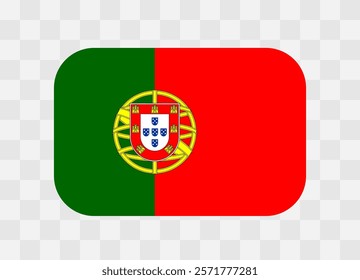 Portugal flag - rounded rectangle colorful flag representing a country cultural identity and heritage. The essence of national pride and unity. Vector flag on transparent background.