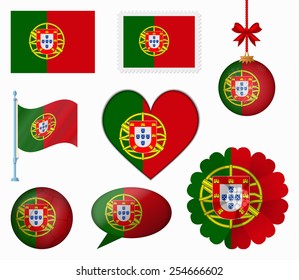Portugal flag set of 8 items vector