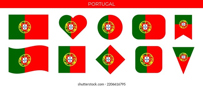 Bandera de Portugal. Ilustración del vector aislada en fondo blanco