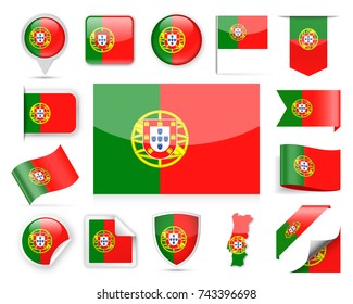 Portugal Flag Set - Vector Illustration