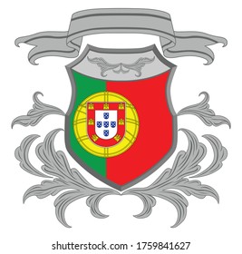 Portugal flag and shield isolated