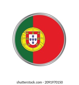 Portugal flag with silver frame vector design