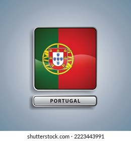 Portugal flag square button vector illustration