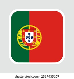 portugal flag square flat vector with rounded corners and white border, vector illustration