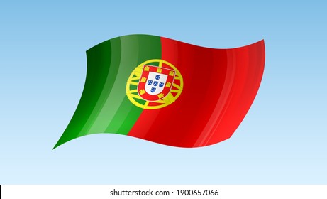 Portugal flag state symbol isolated on background national banner. Greeting card National Independence Day Republic of Portugal. Illustration banner with realistic state flag of Portuguese Republic.