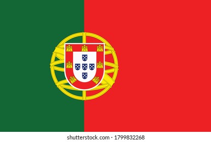 Portugal flag vector graphic. Rectangle Portuguese flag illustration. Portugal country flag is a symbol of freedom, patriotism and independence.