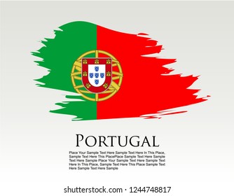 Portugal flag vector grunge paint stroke and text