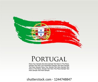 Portugal flag vector grunge paint stroke and text