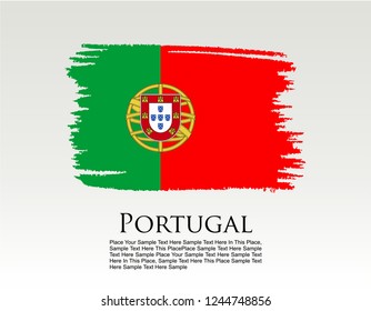 Portugal flag vector grunge paint stroke and text