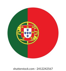 Portugal flag vector icon design. Portugal circle flag. Round of Portugal flag.
