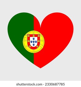 Portugal flag vector icons set of illustrations in the shape of heart, star, circle and map
