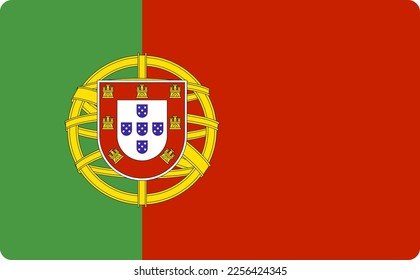 Portugal flag vector isolated. Red and green stripes and national emblem. European Union country. Patriotic symbol.