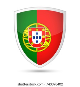 Portugal Flag Vector Shield Icon - Illustration