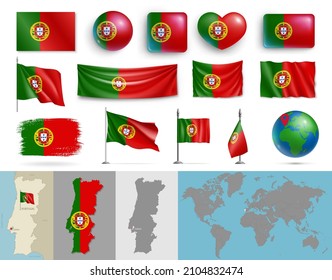 Premium Vector  Map pointer with contry portugal portugal flag vector  illustration