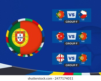 Portugal Football Team Match Schedule in Group Stage. Vector template.