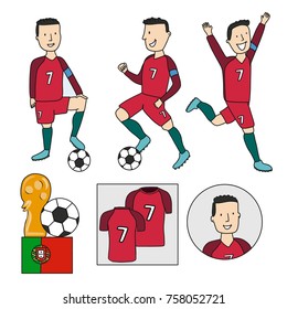 Portugal Footlballer Player. Vector isolated. 