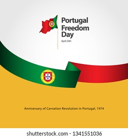 Portugal Freedom Day Flag Vector Template Design Illustration