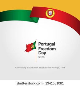 Portugal Freedom Day Flag Vector Template Design Illustration
