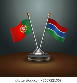 Tabela de Portugal e Gâmbia sinaliza relação com fundo de gradiente. Ilustração de vetor