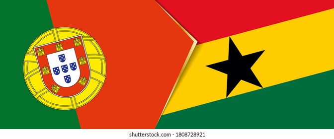 Portugal and Ghana flags, two vector flags symbol of relationship or confrontation.