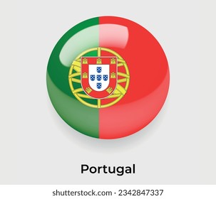 Portugal lustroso bandera nacional burbuja forma redonda icono ilustración vectorial vidrio