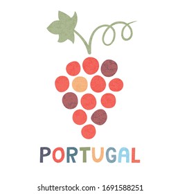 Portugal, grapes icon. Vector illustration isolated on white.