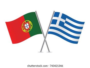 Portugal and Greece flags.Vector illustration.