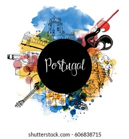 Portugal map and flag. Modern simple line cartoon design. 2650161 Vector  Art at Vecteezy
