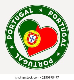 Portugal heart flag badge. From Portugal with love logo. Support the country flag stamp. Vector illustration.